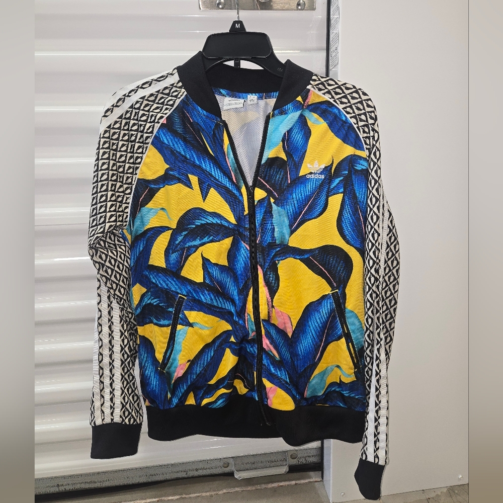 Adidas Blue and Yellow Patterned Jacket